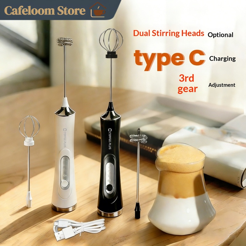 Milk Frother - コーヒープラス ハンディ式 電気ミルクフォーマー ワイヤレス Type-C充電式 3段階速度調整可能