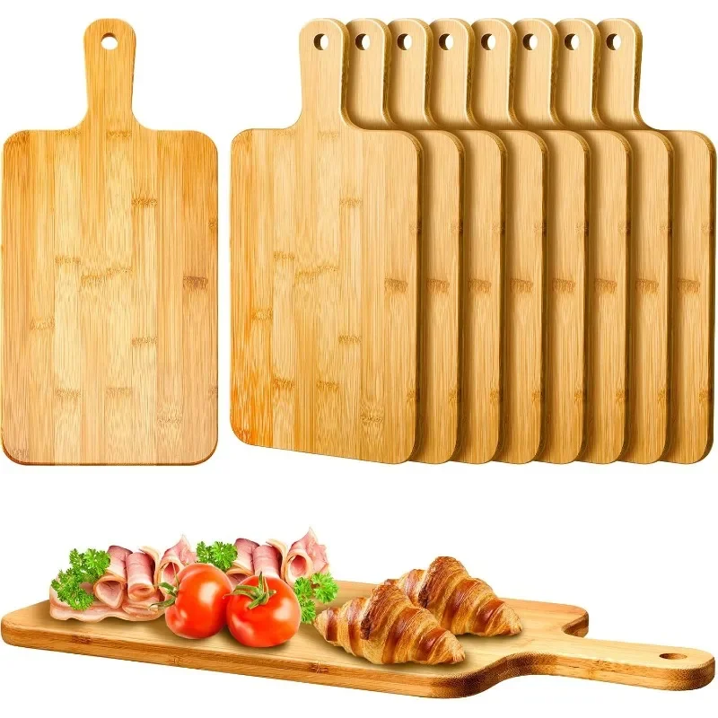 Bamboo Cutting Board - 竹製まな板 ハンドル付き 大型木製サービングボード キッチンまな板 チャルキュトリボード ピザ