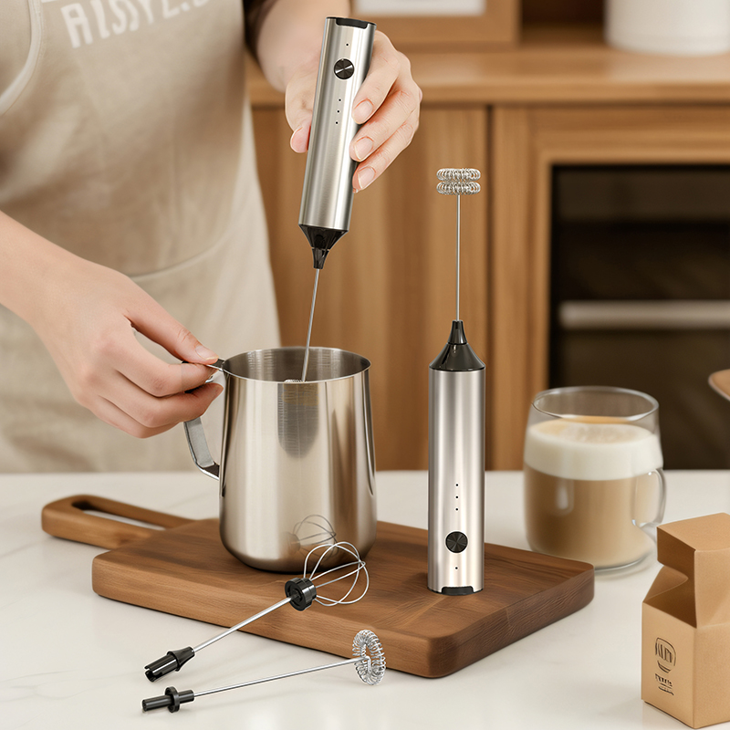 Milk Frother - クリトン ステンレス製 ミニ自動ミルクフォーマー ポータブルUSB充電式コーヒー用泡立て器