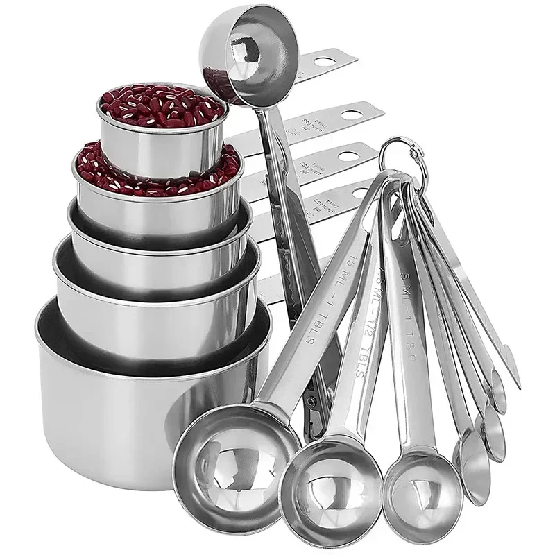 Kitchen Gadgets Under $10 - 8/10/11 個ステンレス鋼計量カップとスプーンコーヒーパウダースプーン大さじキッチンベーキングアクセサリーペストリーツール