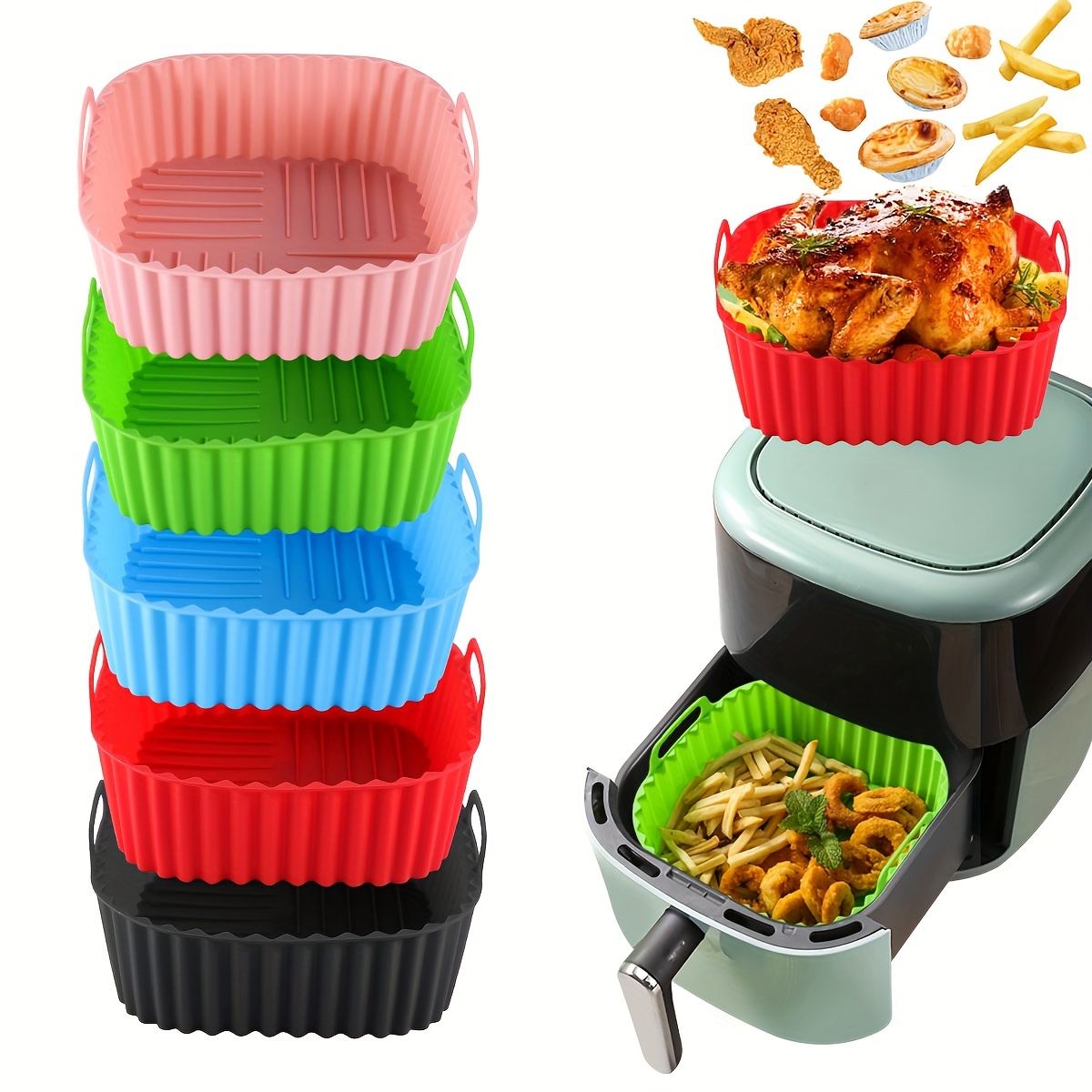 Kitchen Gadgets Baking - シリコンエアフライヤーライナー、再利用可能で、食器洗い機のクリーニング、オーブン、ベーキングツール、キッチンガジェット、1平方に使用できます