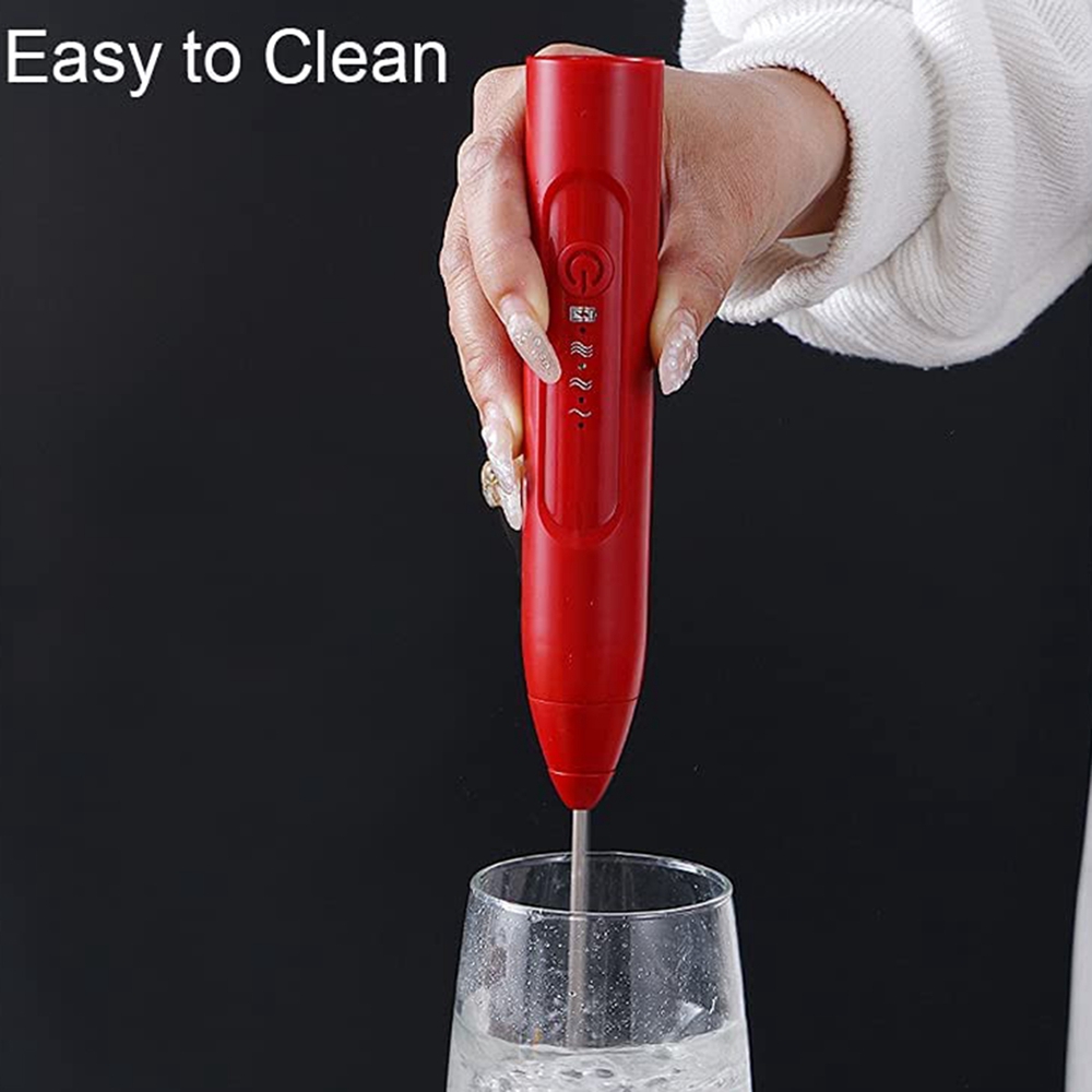 Milk Frother - ABRE-電動ミルク泡立て器、コーヒー泡立て器、ハンドヘルド充電式ミルク泡立て器、3スピードドリンクミキサー、カプチーノ、ラテ用