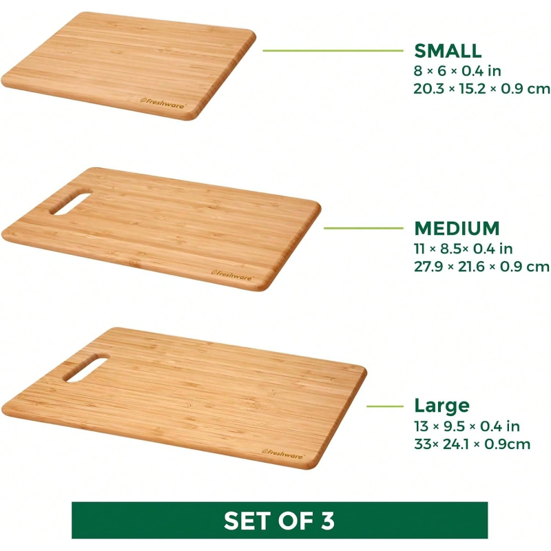 竹製カッティングボードセット 3枚 木製まな板 包丁に優しい - Bamboo Cutting Board のレビューと価格