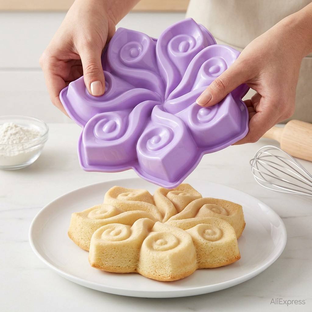 大きな花の形をしたシリコンケーキ型、スパイラルスワールベーキ - Zyliss Kitchen Gadgets のレビューと価格