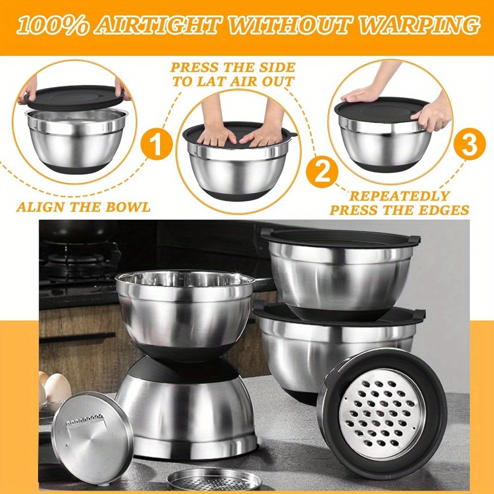ステンレス製ミキシングボウルセット,蓋付きミキシングボウル, - Kitchen Gadgets Design のレビューと価格