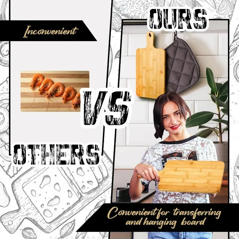 竹製まな板 ハンドル付き 大型木製サービングボード キッチン - Bamboo Cutting Board のレビューと価格