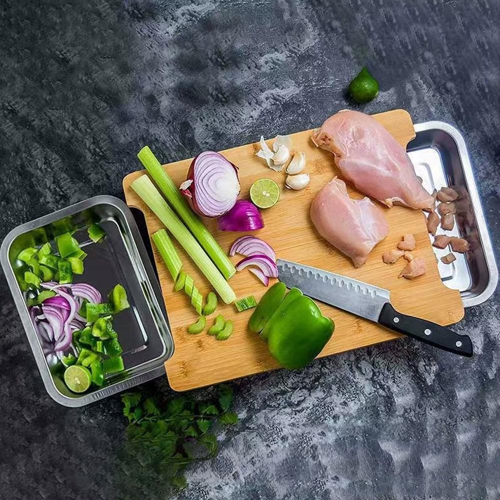 竹製まな板 ステンレス製収納付き 隠しツールトレイ2個 滑り - Bamboo Cutting Board のレビューと価格