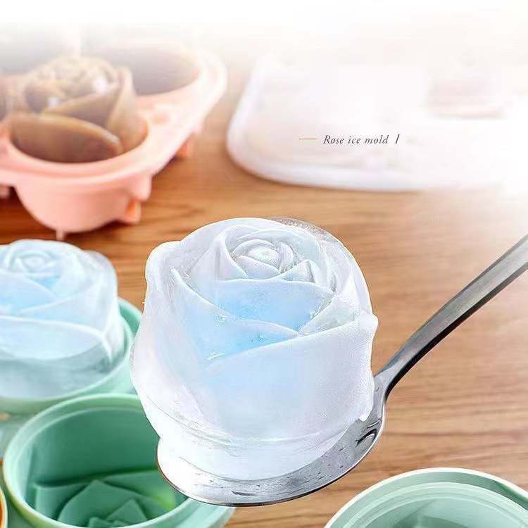 3D ローズアイスモールド 4 穴アイスキューブトレイ型花の - Kitchen Gadgets Baking のレビューと価格