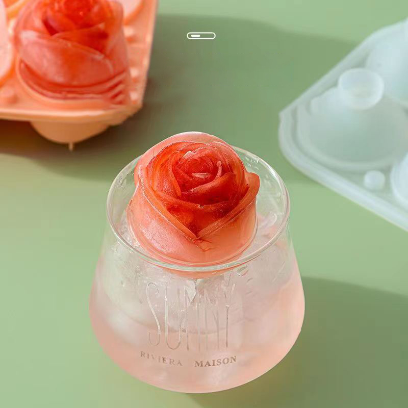 3D ローズアイスモールド 4 穴アイスキューブトレイ型花の - Kitchen Gadgets Baking のレビューと価格