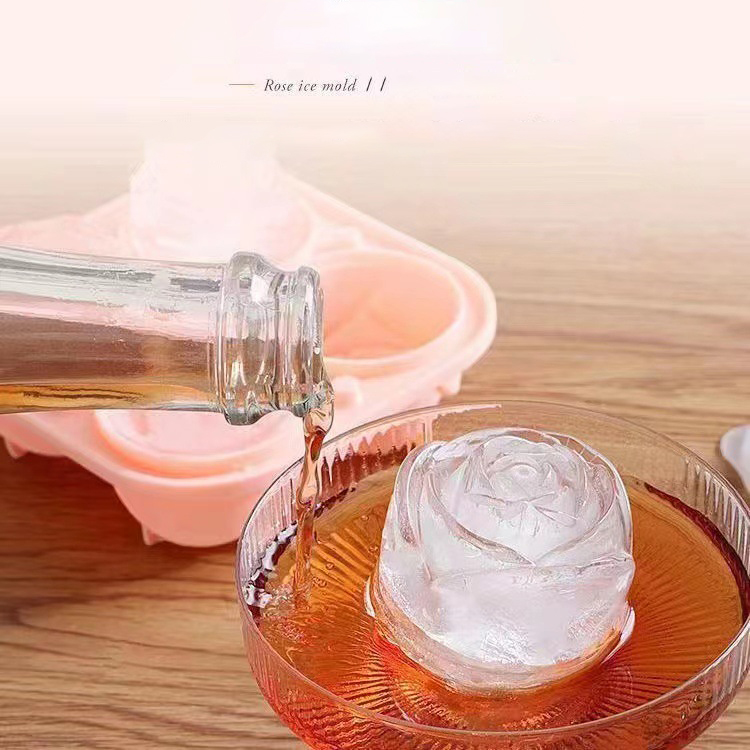 3D ローズアイスモールド 4 穴アイスキューブトレイ型花の - Kitchen Gadgets Baking のレビューと価格