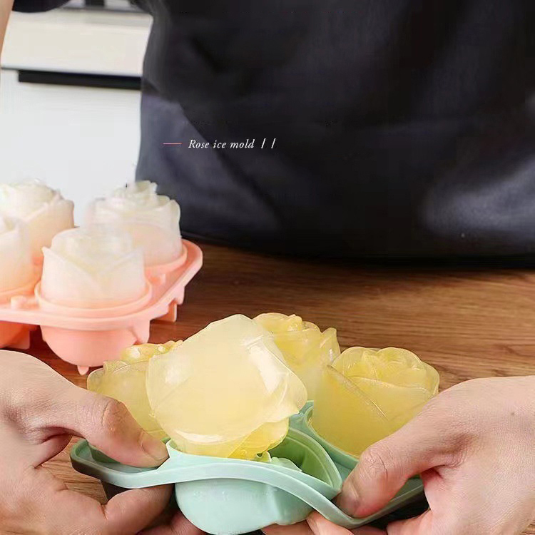 3D ローズアイスモールド 4 穴アイスキューブトレイ型花の - Kitchen Gadgets Baking のレビューと価格