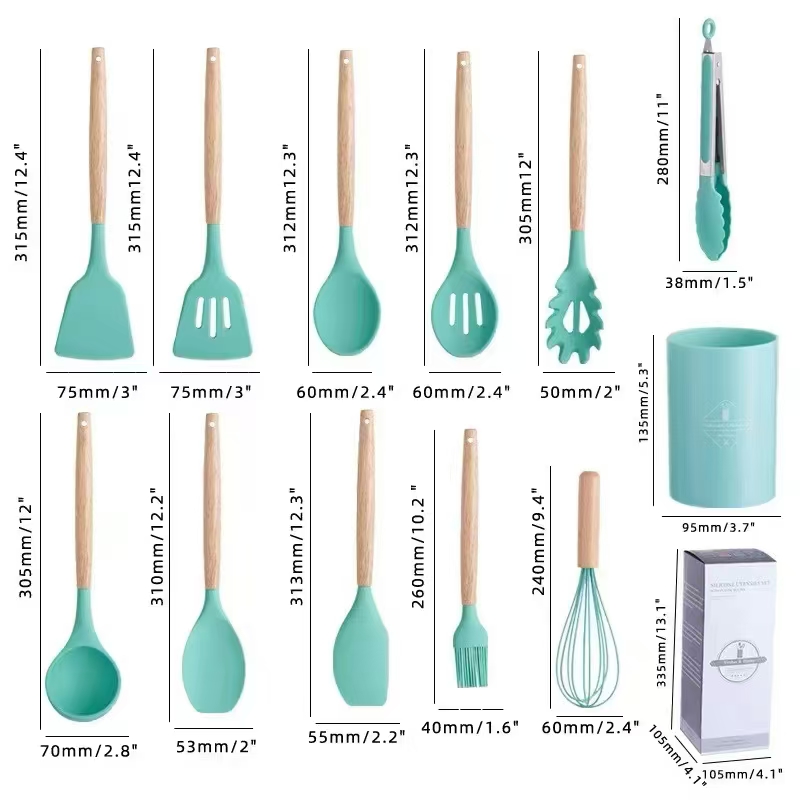 12 個のシリコン調理器具セットキッチン調理ツールベーキング - Kitchen Gadgets Under $10 のレビューと価格