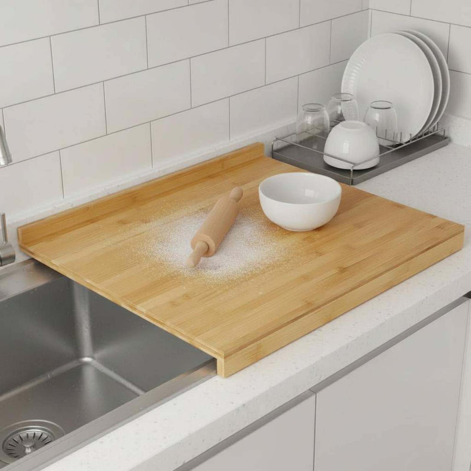 シンク上まな板 多目的カウンタートップこね台 家庭料理人、キ - Bamboo Cutting Board のレビューと価格