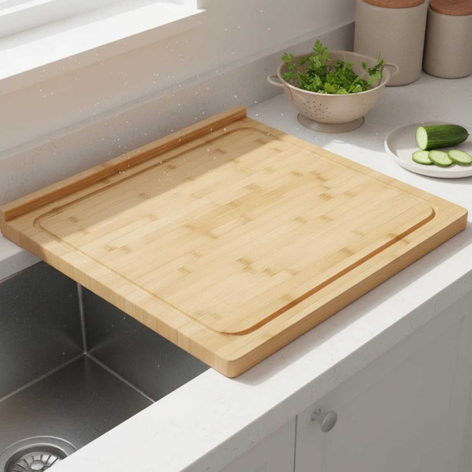 シンク上まな板 多目的カウンタートップこね台 家庭料理人、キ - Bamboo Cutting Board のレビューと価格