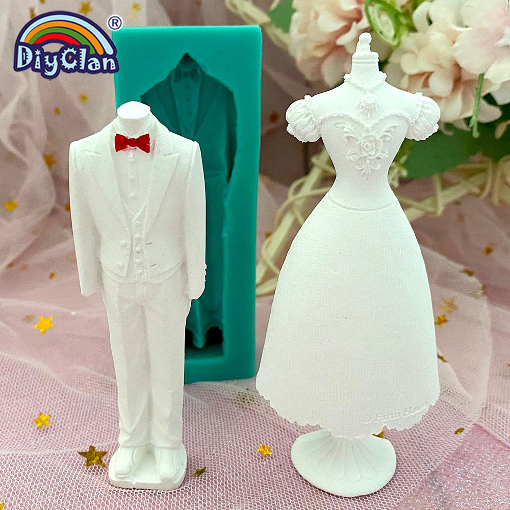 結婚式の装飾シリコンモールドウェディングドレスフォンダンケー - Kitchen Gadgets Baking のレビューと価格