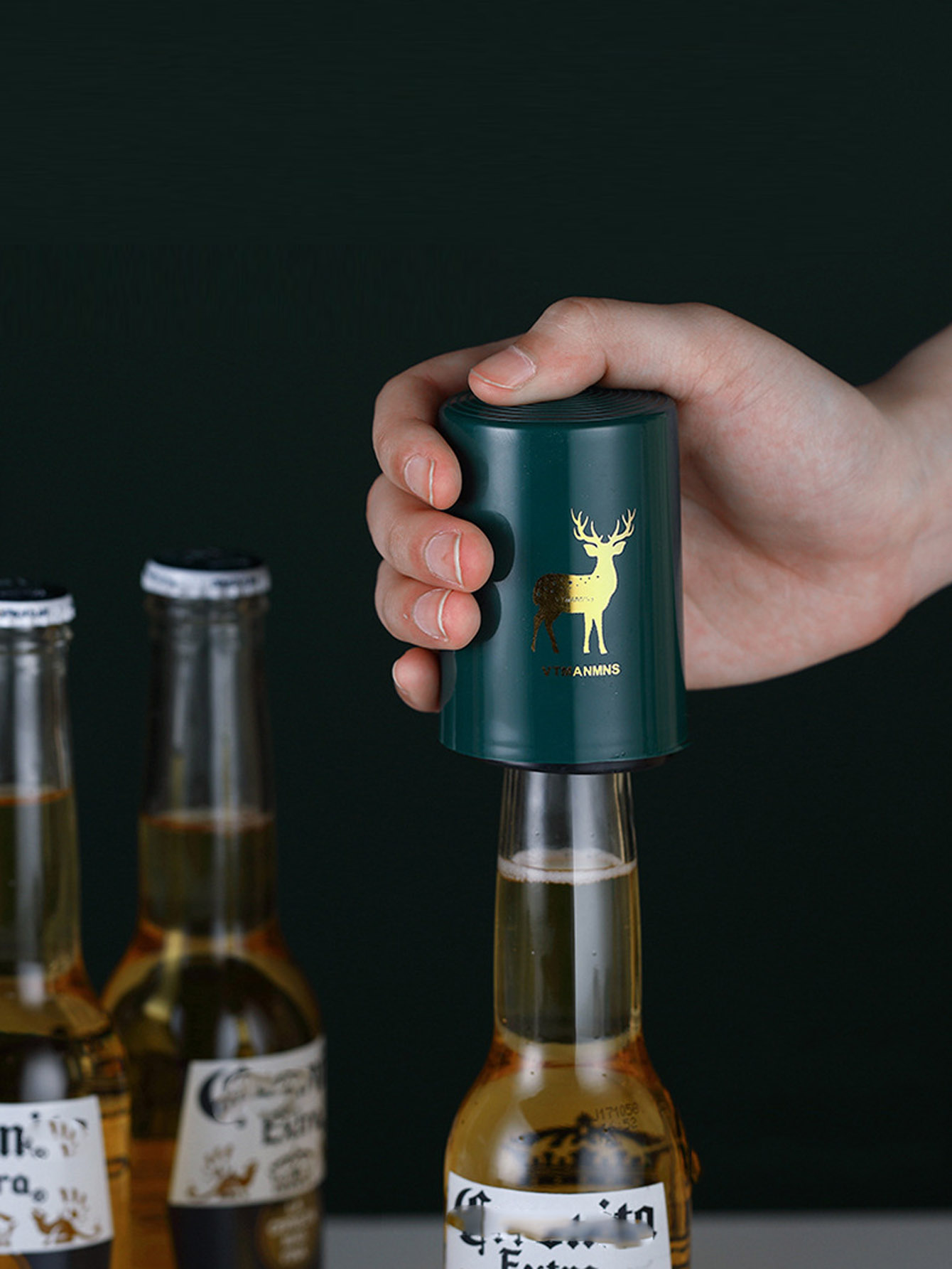 1 個自動ビール栓抜きステンレス鋼プレス蓋ビールコルク抜きツ - Kitchen Gadgets Design のレビューと価格