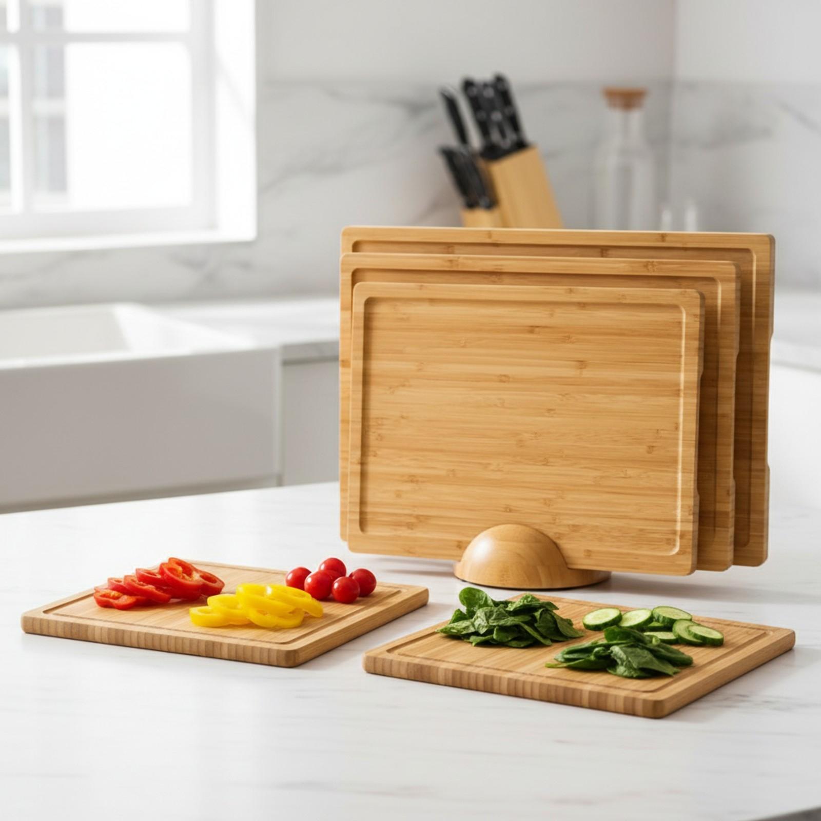 竹製カッティングボード3枚セット 省スペースカッティングボー - Bamboo Cutting Board のレビューと価格