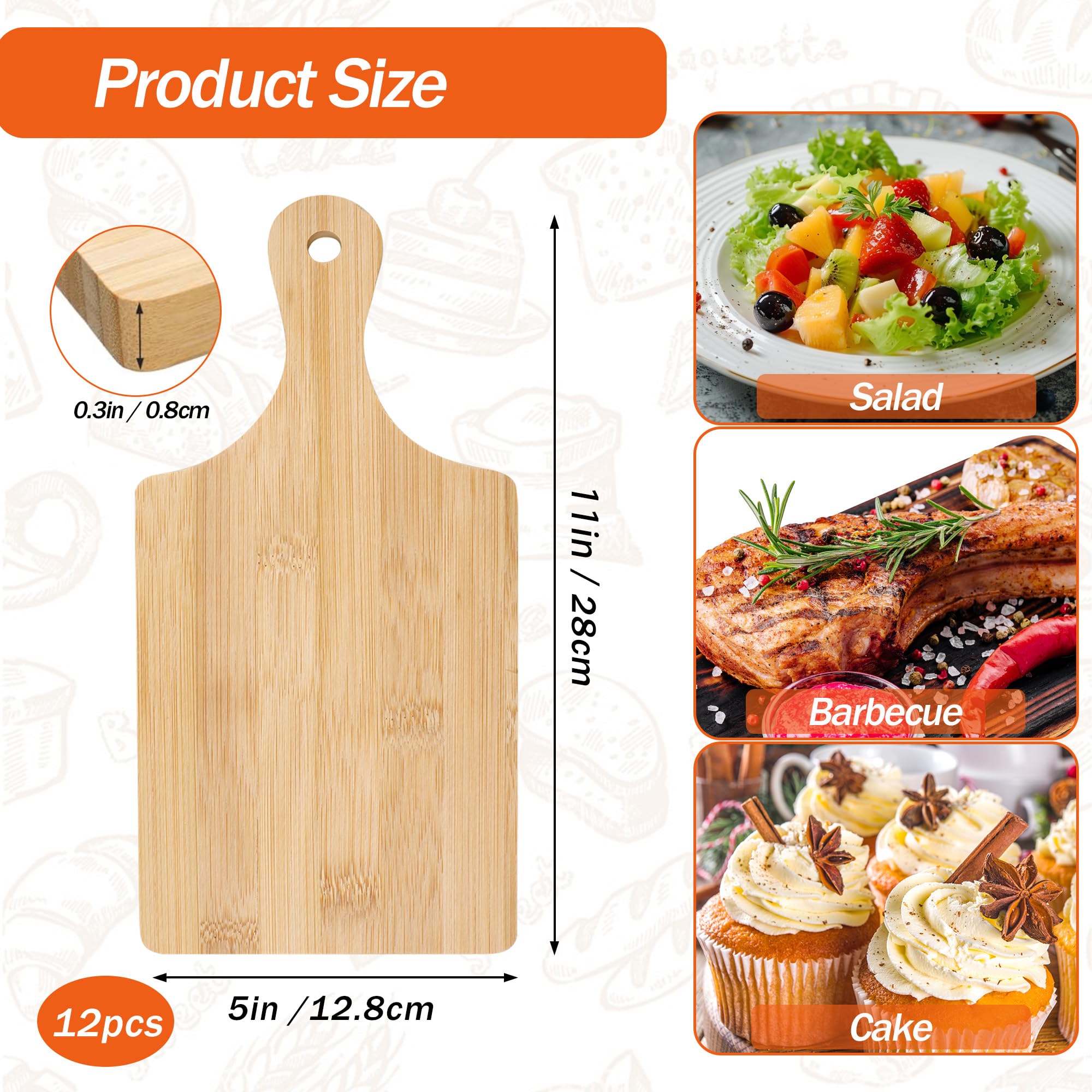 キャンプ用調理器具セット。竹製のまな板12枚入り。持ち手付き - Bamboo Cutting Board のレビューと価格