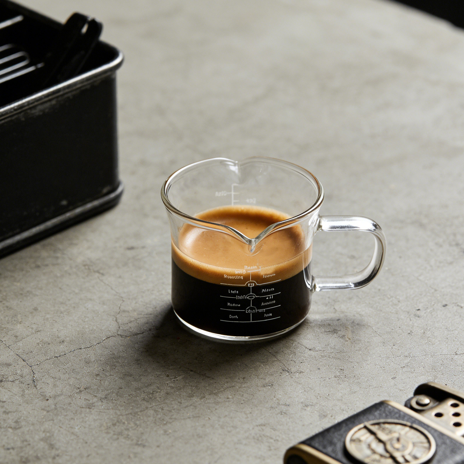 二重注ぎ口付きのガラス製計量カップ 100ml。エスプレッソ - Milk Frother のレビューと価格