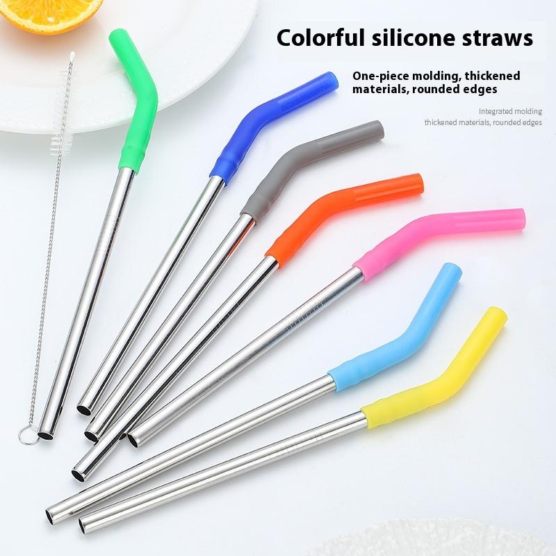 1 セットロングステンレス鋼ストロー、シリコンストロースリー - Kitchen Gadgets Design のレビューと価格