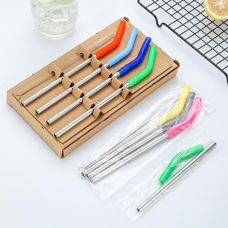 1 セットロングステンレス鋼ストロー、シリコンストロースリー - Kitchen Gadgets Design のレビューと価格